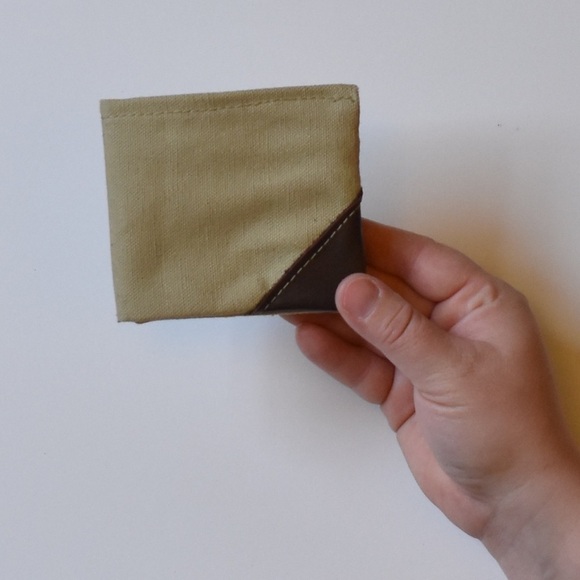 Men’s Wallet bifold army green with genuine leather corners - Picture 5 of 5